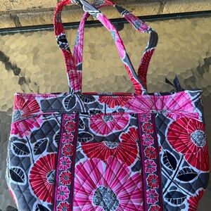 Vera Bradley Pink and Gray Quilted Tote Bag